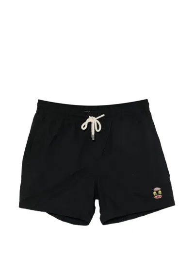 Arrels Barcelona Embroidered-patch Swim Shorts In Black