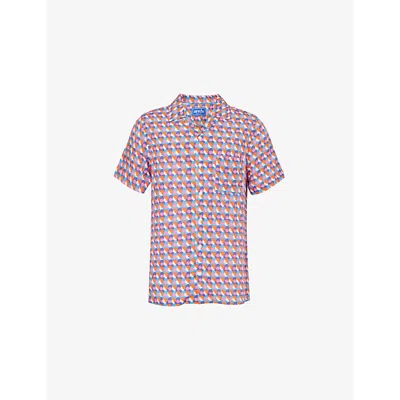 Arrels Barcelona Mens Pink Bubblegum Olimpia Printed Woven Shirt