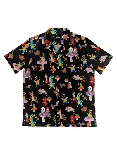 Arrels Barcelona Catch The Wind X Gary Baseman Camp Collar Shirt In Black