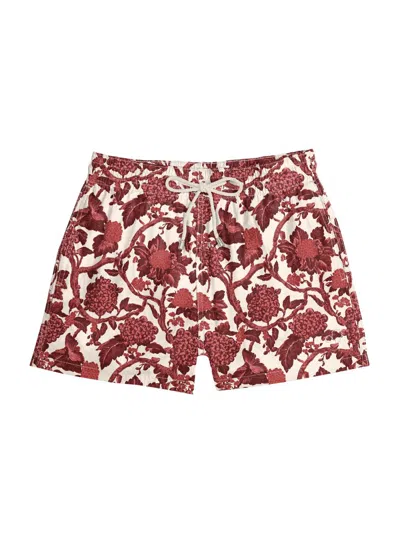 Arrels Barcelona Men's Red Kabak Swim Shorts In Multi