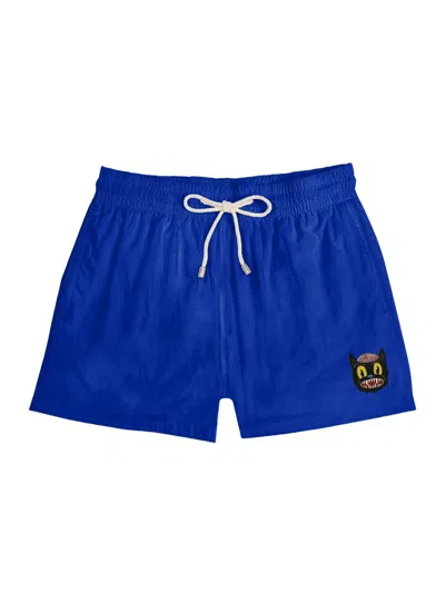Arrels Barcelona Men's Small Cat Drawstring Swim Shorts In Multi