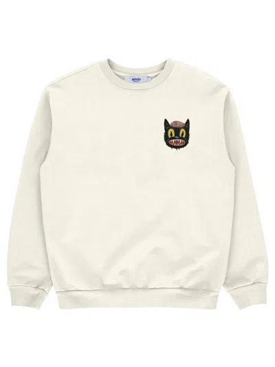 Arrels Barcelona Men's Small Cat Graphic Cotton Sweatshirt In White