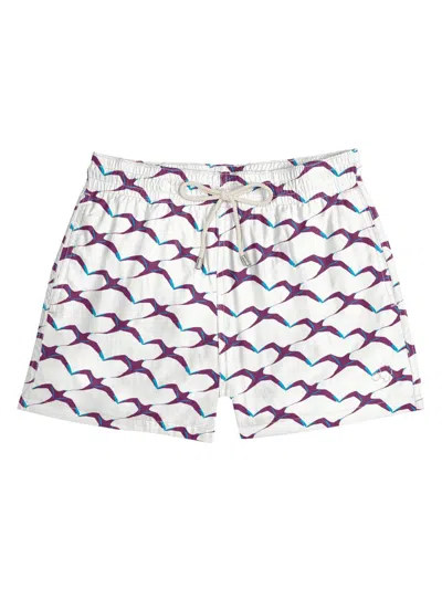 Arrels Barcelona Men's White Birds Swim Shorts In Multi