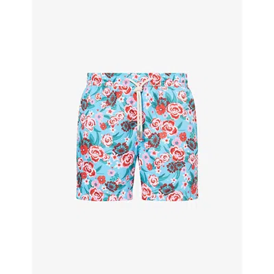 Arrels Barcelona Mens Blue Flower Printed Swim Shorts Xl In Multi