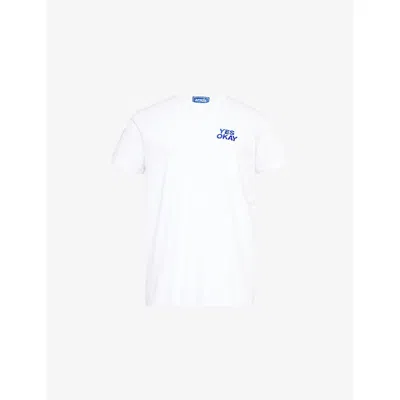Arrels Barcelona Mens White Logo-print Crewneck Cotton T-shirt&nbsp;