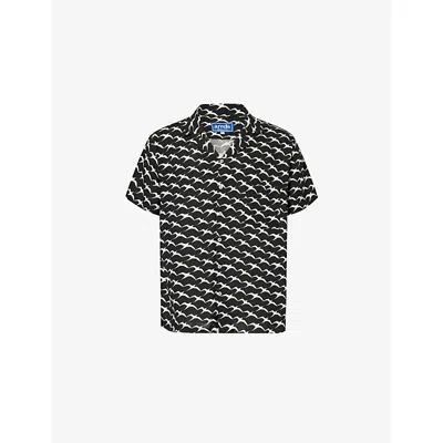 Arrels Barcelona Mens Black Birds Graphic-print Woven Shirt Xl