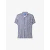 Arrels Barcelona Mens Blue Trazos  X Álvaro Picardo Striped Camp-collar Woven Shirt Xl