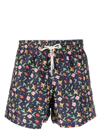 Arrels Barcelona Printed Swim Shorts In Blue