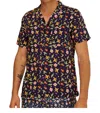 Arrels Button Down Shirt In Navy Gardens In Purple