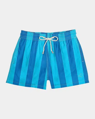Arrels Men & Apos;s Beach House Striped Drawstring Regular-fit Swim Shorts In Blue