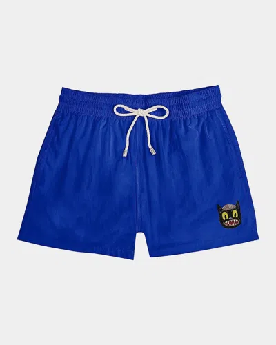 Arrels Men & Apos;s Small Cat Drawstring Swim Shorts In Animal Print