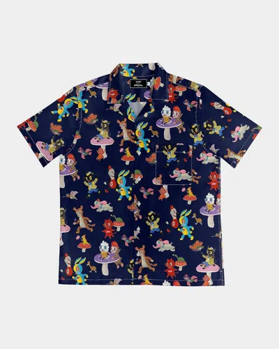 Arrels Printed Regular-fit Camp Shirt In Blue