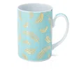 Arro Porcelain Gold Light Turquoise Mug In Gold