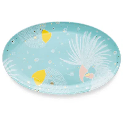 Arro Porcelain Light Turquoise Oval Platter In Blue