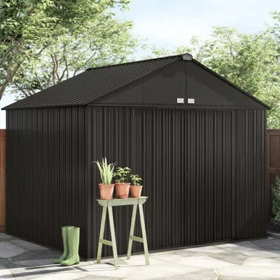 Arrow Ezee Shed Steel Storage 10 X 8 Ft. Galvanized Extra High Gable In Charcoal
