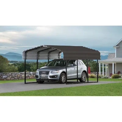 Arrow Galvanized Steel Carport, 10x15x7 In Charcoal