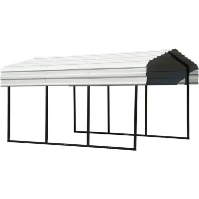Arrow Galvanized Steel Carport, 10x15x7 In Eggshell