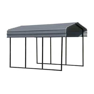 Arrow Galvanized Steel Carport, 10x15x9 In Dark Gray