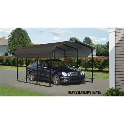 Arrow Galvanized Steel Carport, 10x20x7 In Charcoal