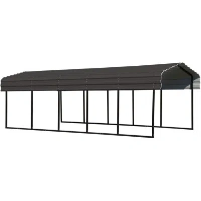 Arrow Galvanized Steel Carport, 10x24x7 In Charcoal