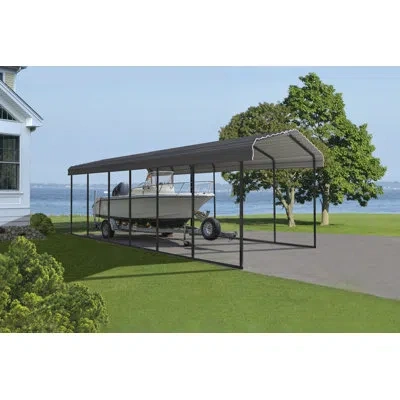 Arrow Galvanized Steel Carport, 10x29x9 In Charcoal