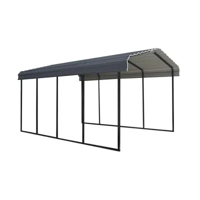 Arrow Galvanized Steel Carport, 12x20x9 In Charcoal