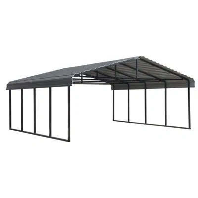 Arrow Galvanized Steel Carport, 20x20x7 In Charcoal