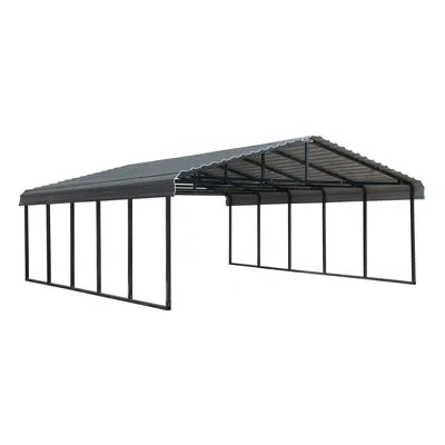 Arrow Galvanized Steel Carport, 20x24x7 In Charcoal