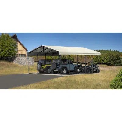 Arrow Galvanized Steel Carport, 20x24x9 In Eggshell