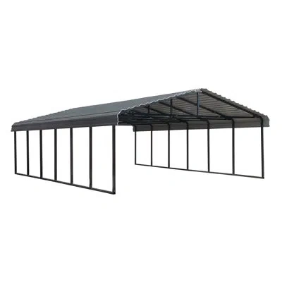 Arrow Galvanized Steel Carport, 20x29x7 In Charcoal