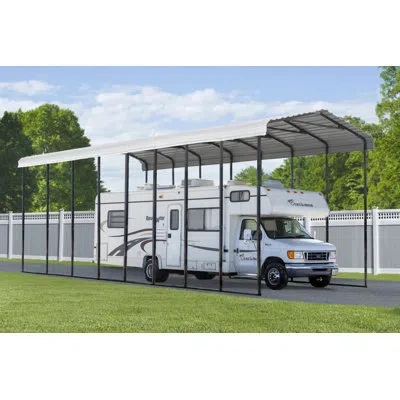 Arrow Galvanized Steel Rv Carport, 14x38x14 In Eggshell