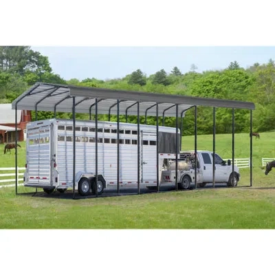 Arrow Galvanized Steel Rv Carport, 14x42x14 In Charcoal