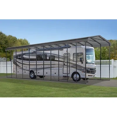 Arrow Galvanized Steel Rv Carport, 14x51x14 In Charcoal