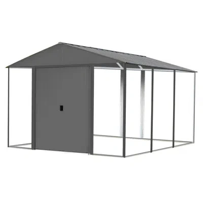 Arrow Ironwood Steel Hybrid Shed Kit 10 X 12 Ft. Galvanized Anthracite In Brown;gray