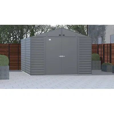 Arrow Select Steel Storage Shed Steel Storage Shed, 10x14 In Charcoal