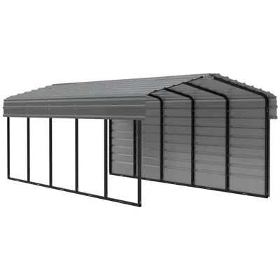 Arrow Steel Carport With 1 Side Wall Kit, 10x24x7 In Black