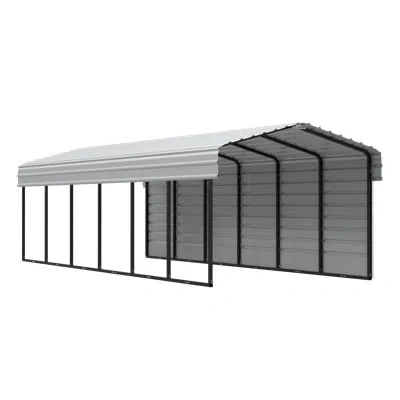 Arrow Steel Carport With 1 Side Wall Kit 10x29x7 In White