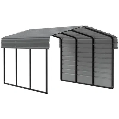Arrow Steel Carport With 1 Side Wall Kit In Black