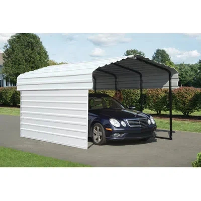 Arrow Steel Carport With 1 Side Wall Kit In White