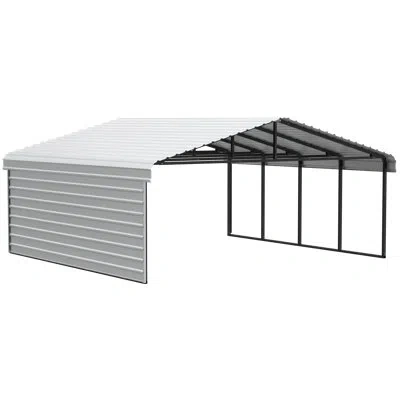 Arrow Steel Carport With 1 Side Wall Kit In White