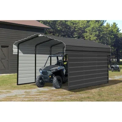 Arrow Steel Carport With 2 Side Wall Kits, 10x15x7 In Black