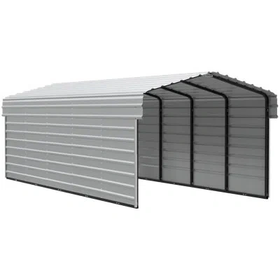 Arrow Steel Carport With 2 Side Wall Kits, 10x24x7 In White