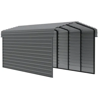 Arrow Steel Carport With 2 Side Wall Kits, 10x24x9 In Black