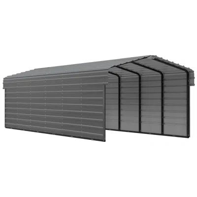 Arrow Steel Carport With 2 Side Wall Kits, 10x29x7 In Black