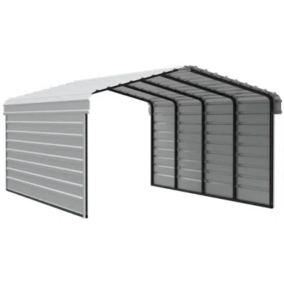Arrow Steel Carport With 2 Side Wall Kits, 12x20x7 In White