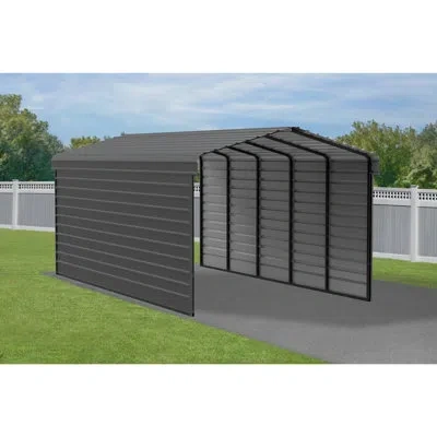 Arrow Steel Carport With 2 Side Wall Kits, 12x24x9 In Black