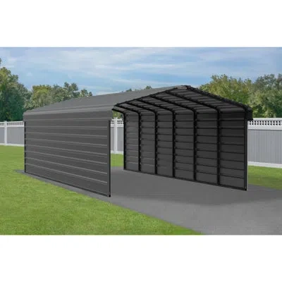 Arrow Steel Carport With 2 Side Wall Kits, 12x29x7 In Black