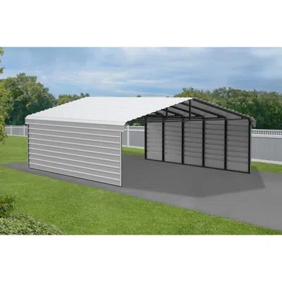 Arrow Steel Carport With 2 Side Wall Kits, 20x24x7 In White