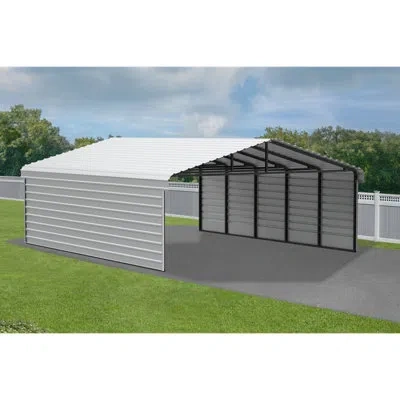 Arrow Steel Carport With 2 Side Wall Kits, 20x24x9 In White