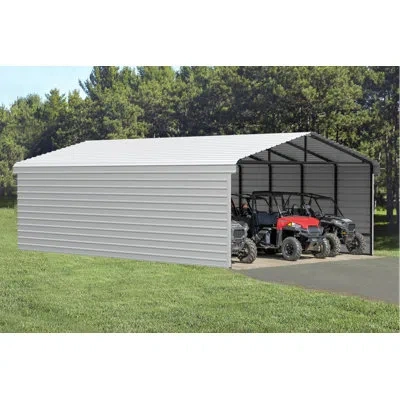 Arrow Steel Carport With 2 Side Wall Kits, 20x29x9 In White